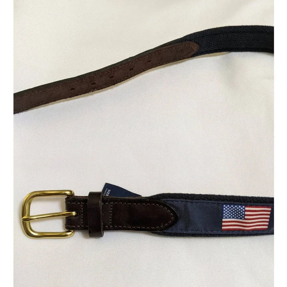 size 26 new vineyard vines usa flag belt leather fabric made in usa